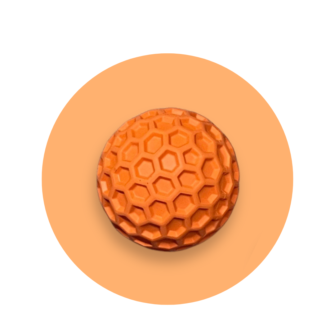 Orange Honeycomb Squeaky Ball Doug's Dog Supplies